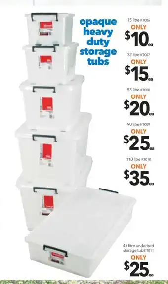 Cheap as Chips Opaque Heavy Duty Storage Tubs 15 Litre - KT006 offer