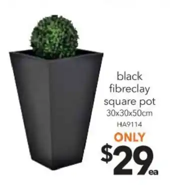 Cheap as Chips Black Fibreclay Square Pot 30x30x50cm - HA9114 offer