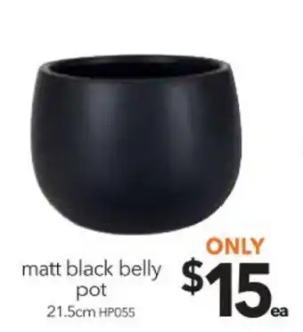 Cheap as Chips Matt Black Belly Pot 21.5cm offer