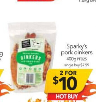 Cheap as Chips Sparky's Pork Oinkers 400g offer