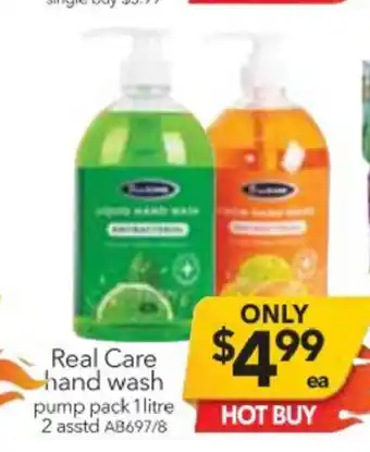 Cheap as Chips Real Care Hand Wash Pump Pack 1 Litre 2 Asstd offer