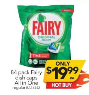 Cheap as Chips 84 Pack Fairy Dish Caps All in One Regular offer