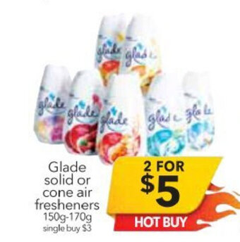 Cheap as Chips Glade Solid or Cone Air Fresheners 150g - 170g offer