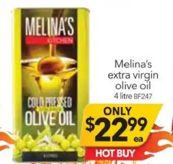 Cheap as Chips Melina's Extra Virgin Olive Oil 4 Litre offer