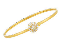 9ct Gold Silver Filled Cubic Zirconia Sun-Flower Power 2 way Oval 50x60mm Bangle