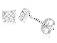 Shiels 9ct Yellow Gold Silver Filled Cubic Zirconia Squared Stud Earrings offer