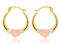 Shiels 9ct Yellow Gold, White Gold & Rose Gold Love Hoop Earrings offer