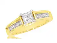 Shiels 9ct Yellow Gold 1 Carat Princess Cut Diamond Solitaire Ring with Brilliant Cut Sides offer