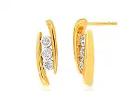 Shiels 9ct Yellow Gold Illusion Set Diamond Stud Earrings offer