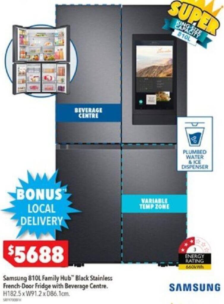 Samsung 810L Family Hub Black Stainless FrenchDoor Fridge with