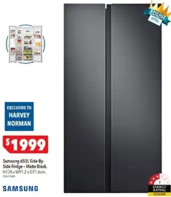 Harvey Norman Samsung 655L Side-By-Side Fridge - Matte Black offer