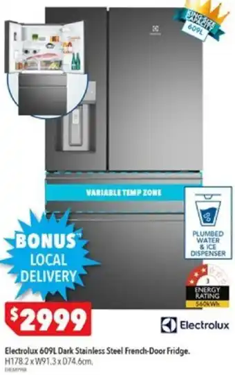 Harvey Norman Electrolux 609L Dark Stainless Steel French-Door Fridge offer