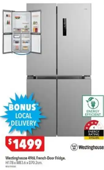 Harvey Norman Westinghouse 496L French-Door Fridge offer