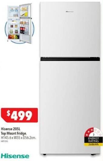 Harvey Norman Hisense 205L Top Mount Fridge offer