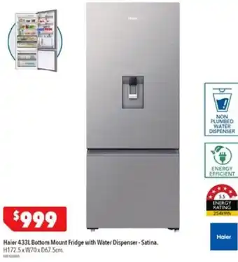 Harvey Norman Haier 433L Bottom Mount Fridge with Water Dispenser-Satina offer