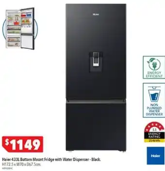 Harvey Norman Haier 433L Bottom Mount Fridge with Water Dispenser - Black offer