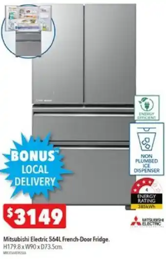 Harvey Norman Mitsubishi Electric 564L French-Door Fridge offer
