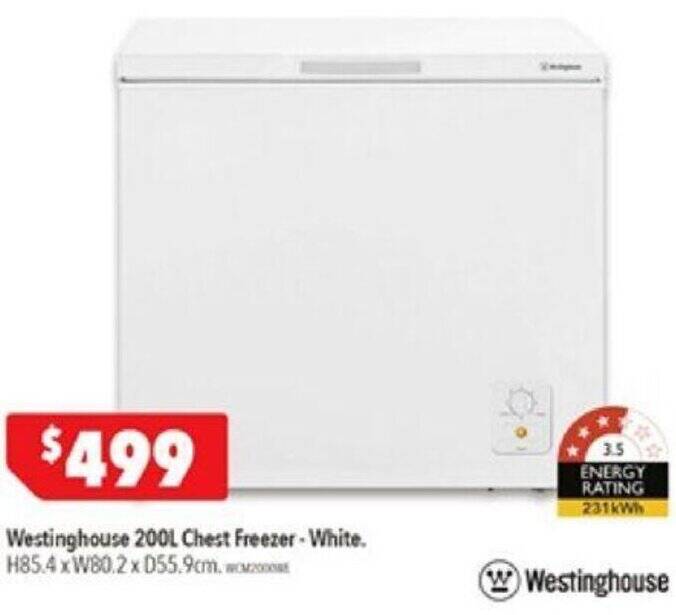 Westinghouse 2001 Chest Freezer White offer at Harvey Norman
