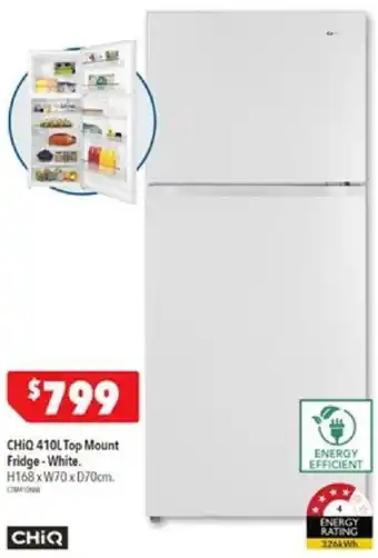 CHiQ 410L Top Mount Fridge-White