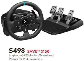 Harvey Norman Logitech G923 Racing Wheel a Pedals for PS4 offer