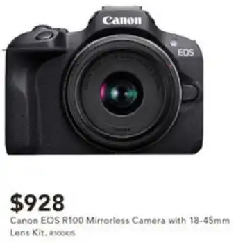 Harvey Norman Canon EOS R100 Mirrorless Camera with 18-45mm Lens Kit offer