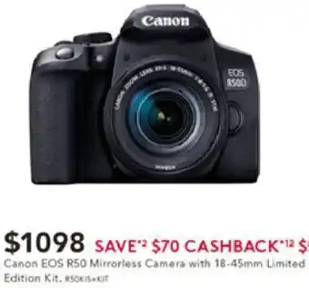 Harvey Norman Canon EOS R50 Mirrorless Camera with 18-45mm Limited Edition Kit offer