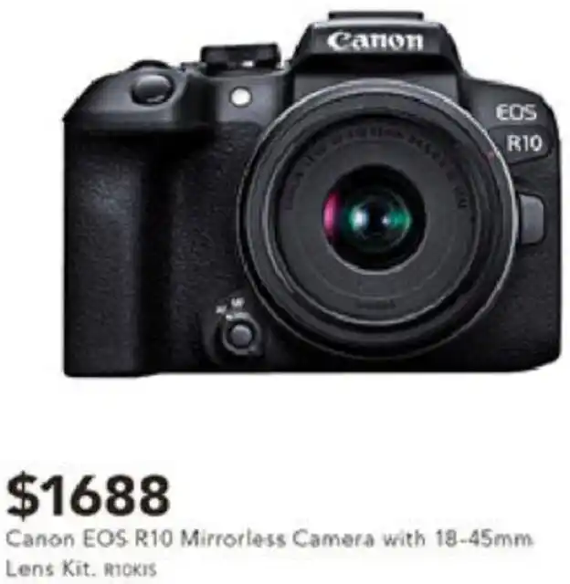 Canon EOS R10 Mirrorless Camera with 1845mm Lens Kit offer at Harvey
