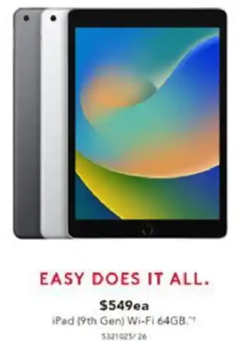 Harvey Norman iPad (9th Gen) Wi-Fi 64GB offer