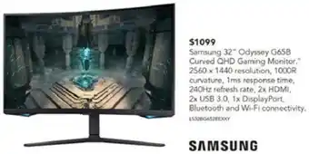 Harvey Norman Samsung 32" Odyssey G65B Curved QHD Gaming Monitor offer