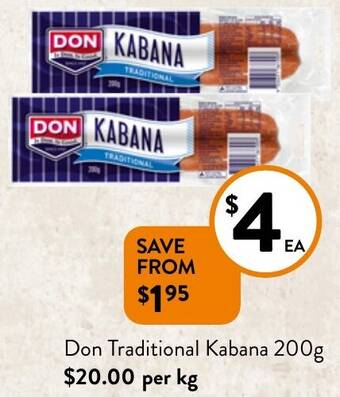 Foodworks Don Traditional Kabana 200g offer