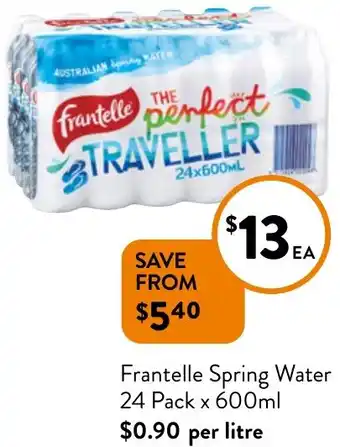 Frantelle Spring Water 24 Pack x 600ml