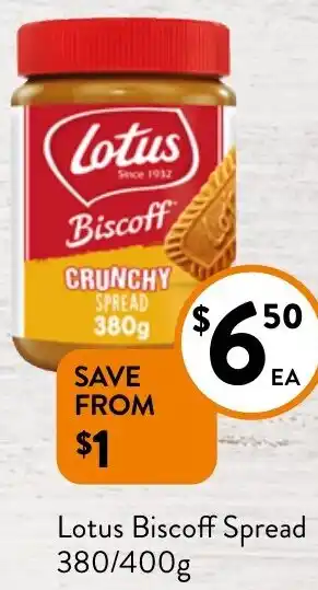 Foodworks Lotus Biscoff Spread 380/400g offer