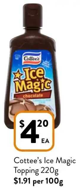 Cottee's Ice Magic Topping 220g