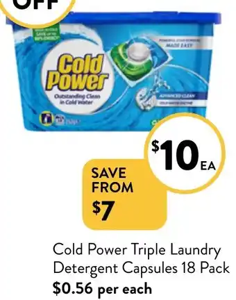 Foodworks Cold Power Triple Laundry Detergent Capsules 18 Pack offer