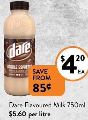 Foodworks Dare Flavoured Milk 750ml offer