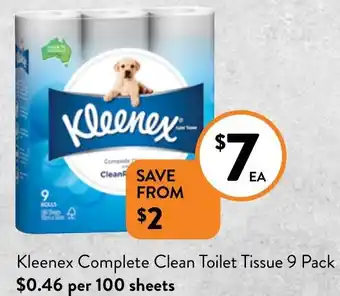Foodworks Kleenex Complete Clean Toilet Tissue 9 Pack offer