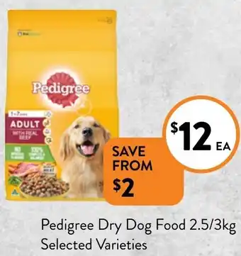 Pedigree Dry Dog Food 2.5/3kg
