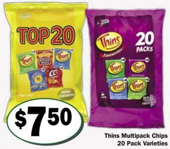Friendly Grocer Thins Multipack Chips 20 Pack offer