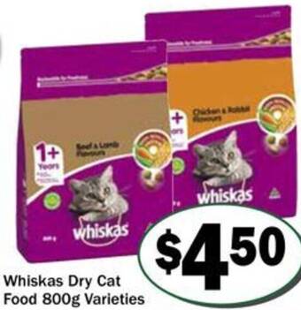 Friendly Grocer Whiskas Dry Cat Food 800g offer