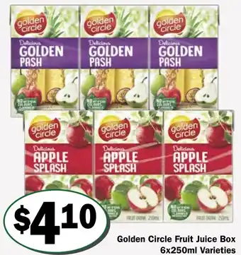 Friendly Grocer Golden Circle Fruit Juice Box 6x250ml offer