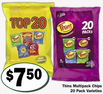 Friendly Grocer Thins Multipack Chips 20 Pack offer