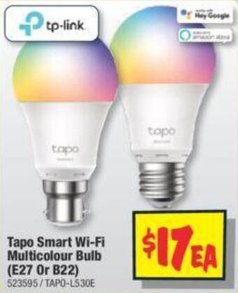 JB Hi-Fi Tapo Smart Wi-Fi Multicolour Bulb (E27 Or B22) offer