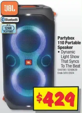 JB Hi-Fi Partybox 110 Portable Speaker offer