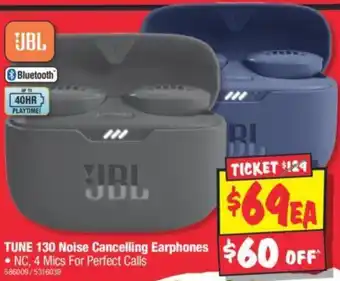 JB Hi-Fi TUNE 130 Noise Cancelling Earphones offer