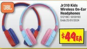 JB Hi-Fi Jr310 Kids Wireless On-Ear Headphones offer