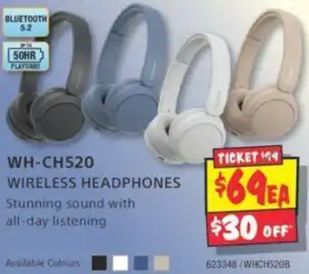 JB Hi-Fi WH-CH520 WIRELESS HEADPHONES offer