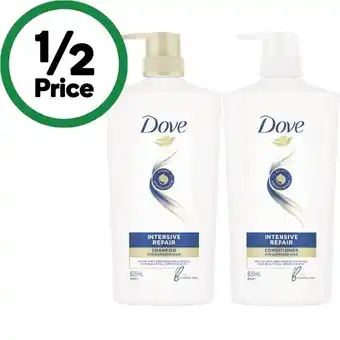 Woolworths Dove shampoo or conditioner 820ml offer