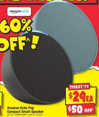 JB Hi-Fi Amazon Echo Pop Compact Smart Speaker offer