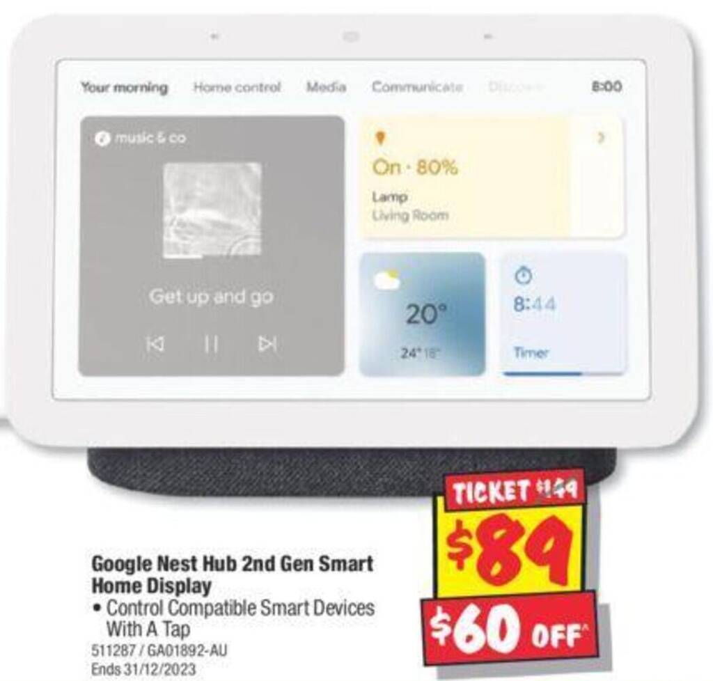 Google Nest Hub 2nd Gen Smart Home Display offer at JB HiFi