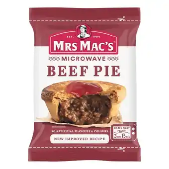 Mrs mac’s microwave pies or rolls 165-175g